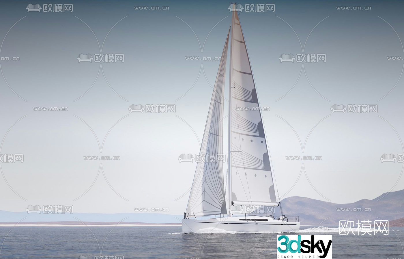 Modern sailing ship 3d model