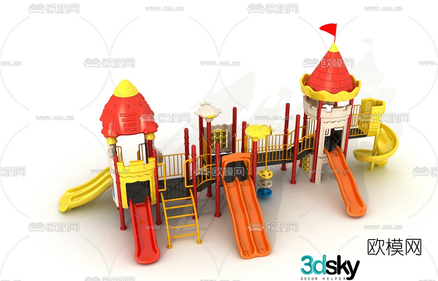 Modern children's slide amusement equipment 3d model