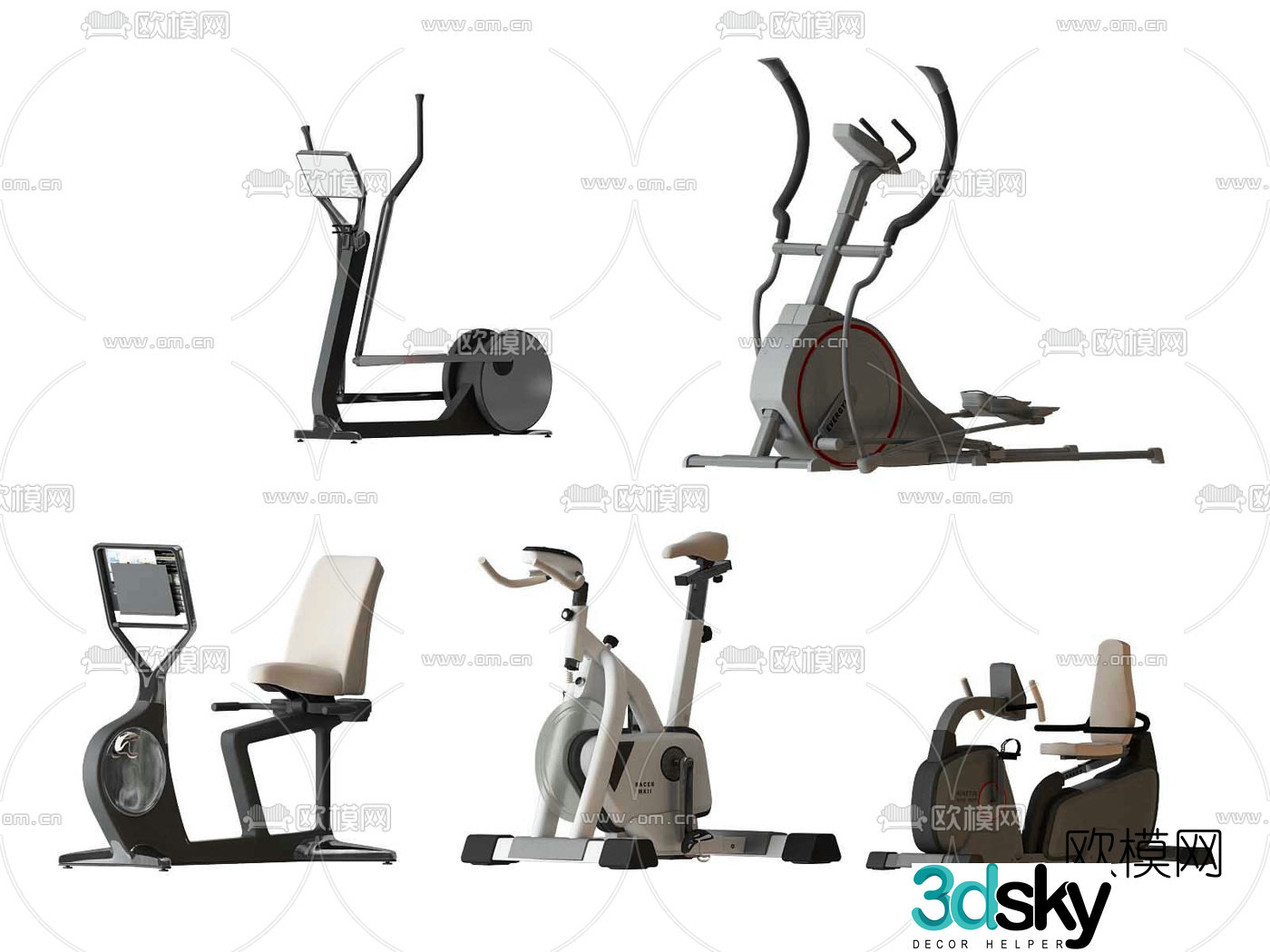 Modern treadmill fitness machine 3d model