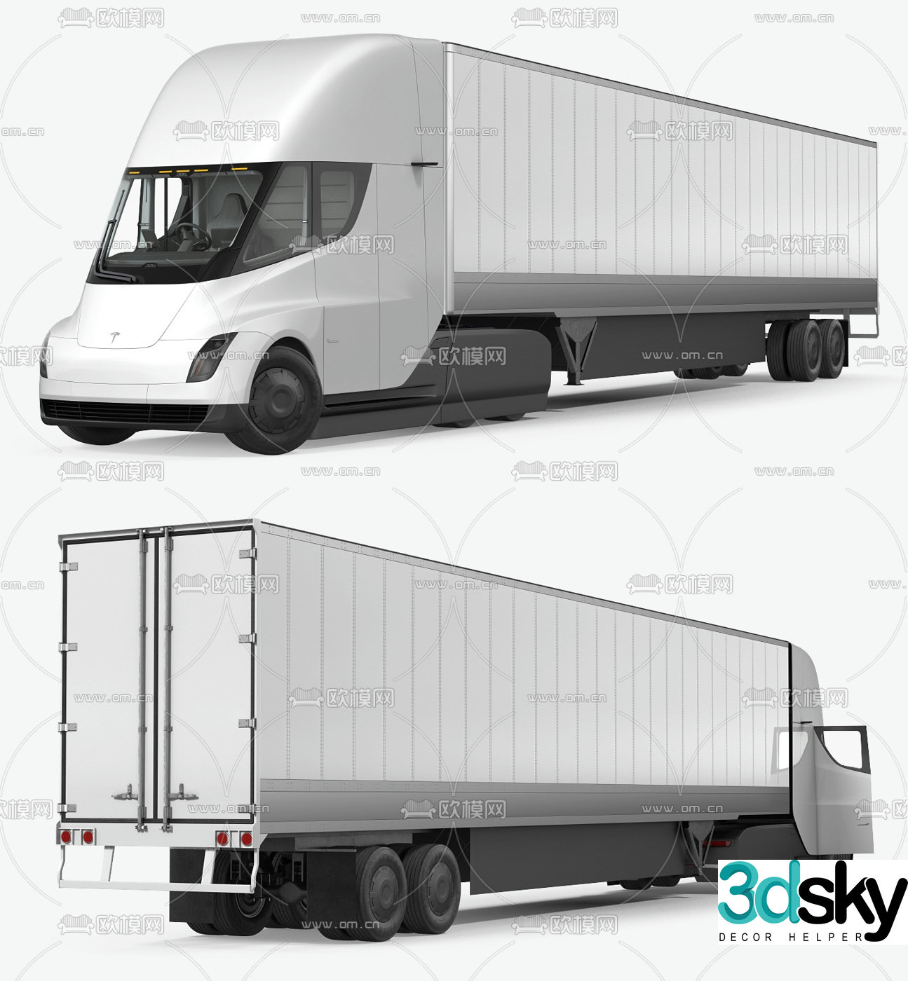 Modern Tesla electric truck van 3d model