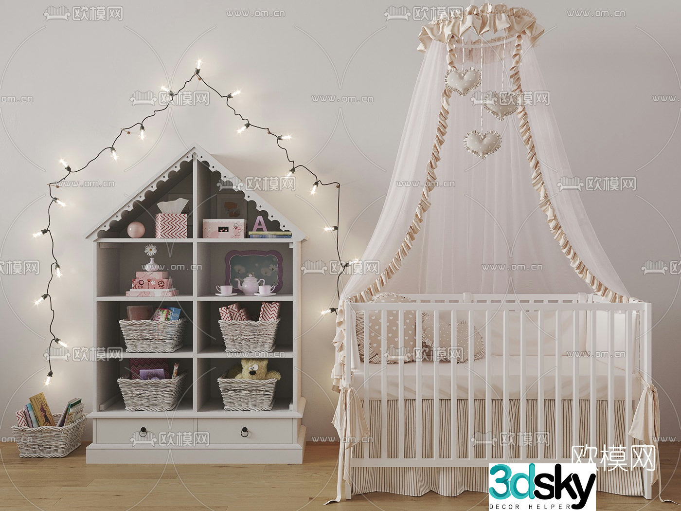 Modern children’s bed crib 3d model
