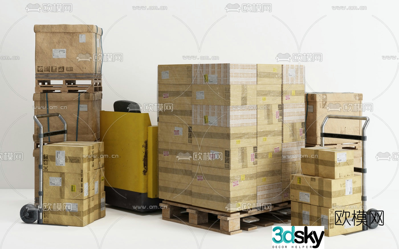 Modern cargo trolley rack combination 3d model