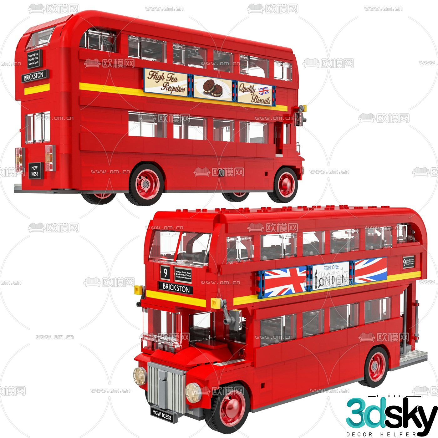Modern lego london bus toy 3d model