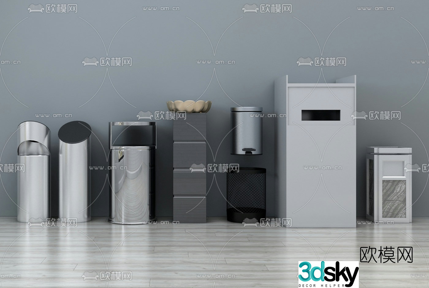 Modern public trash can 3d model