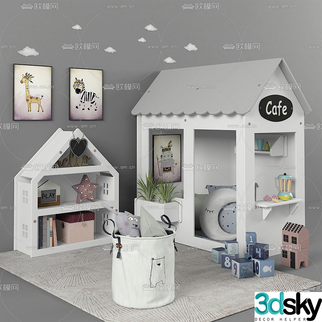 Modern children’s cabinet toy house 3d model