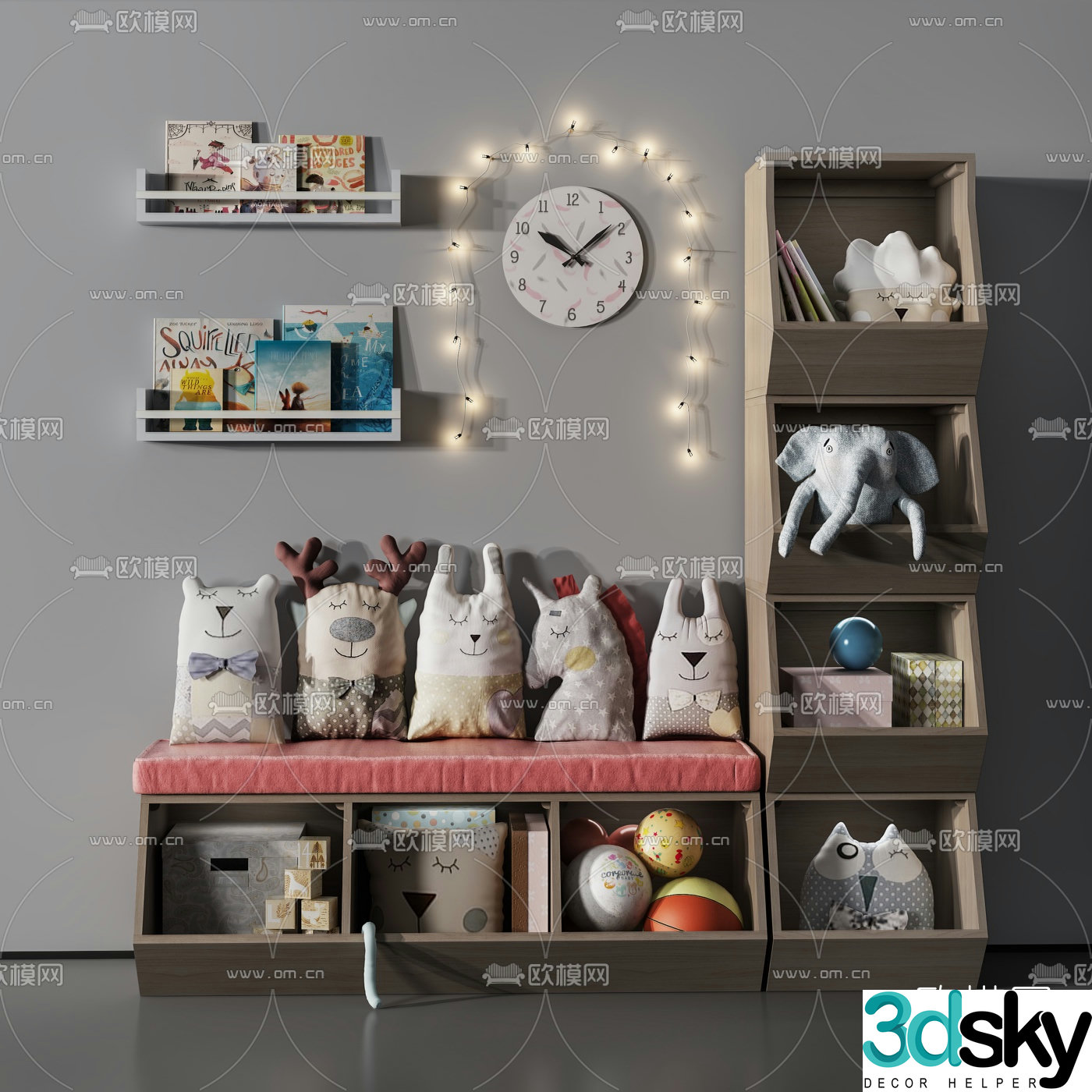 Modern children’s toy storage cabinet 3d model