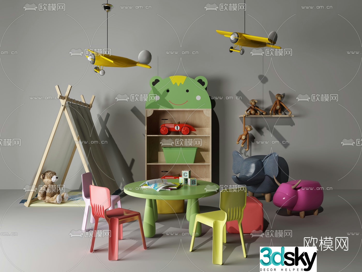Modern children’s toys children’s table and chair combination 3d model