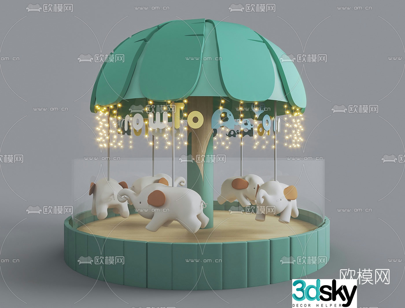 Modern carousel rides 3d model