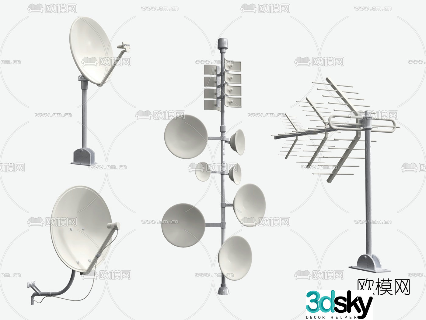 Modern TV antenna satellite signal receiver 3d model