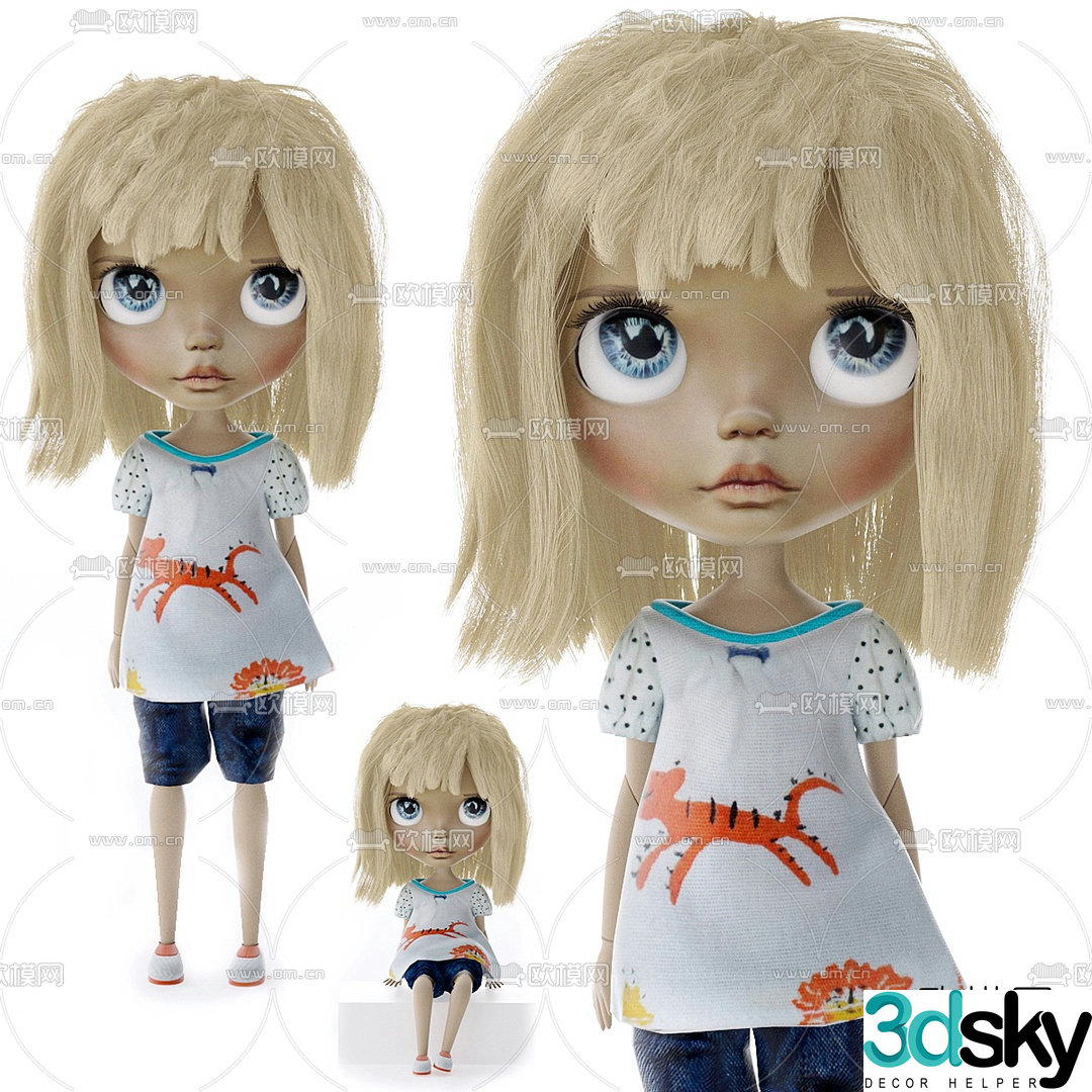 Modern Barbie doll toy 3d model