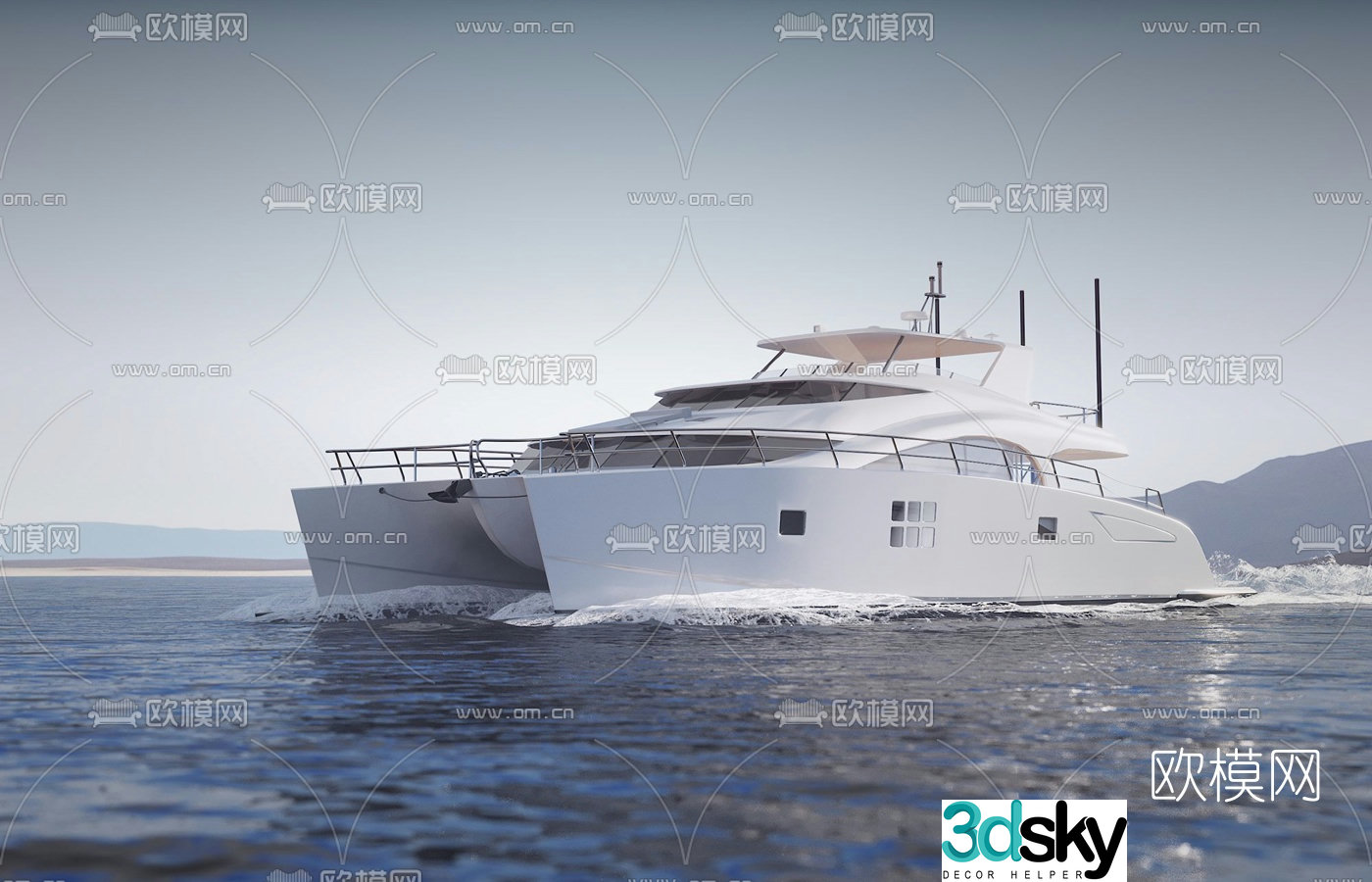 Modern luxury catamaran yacht 3d model