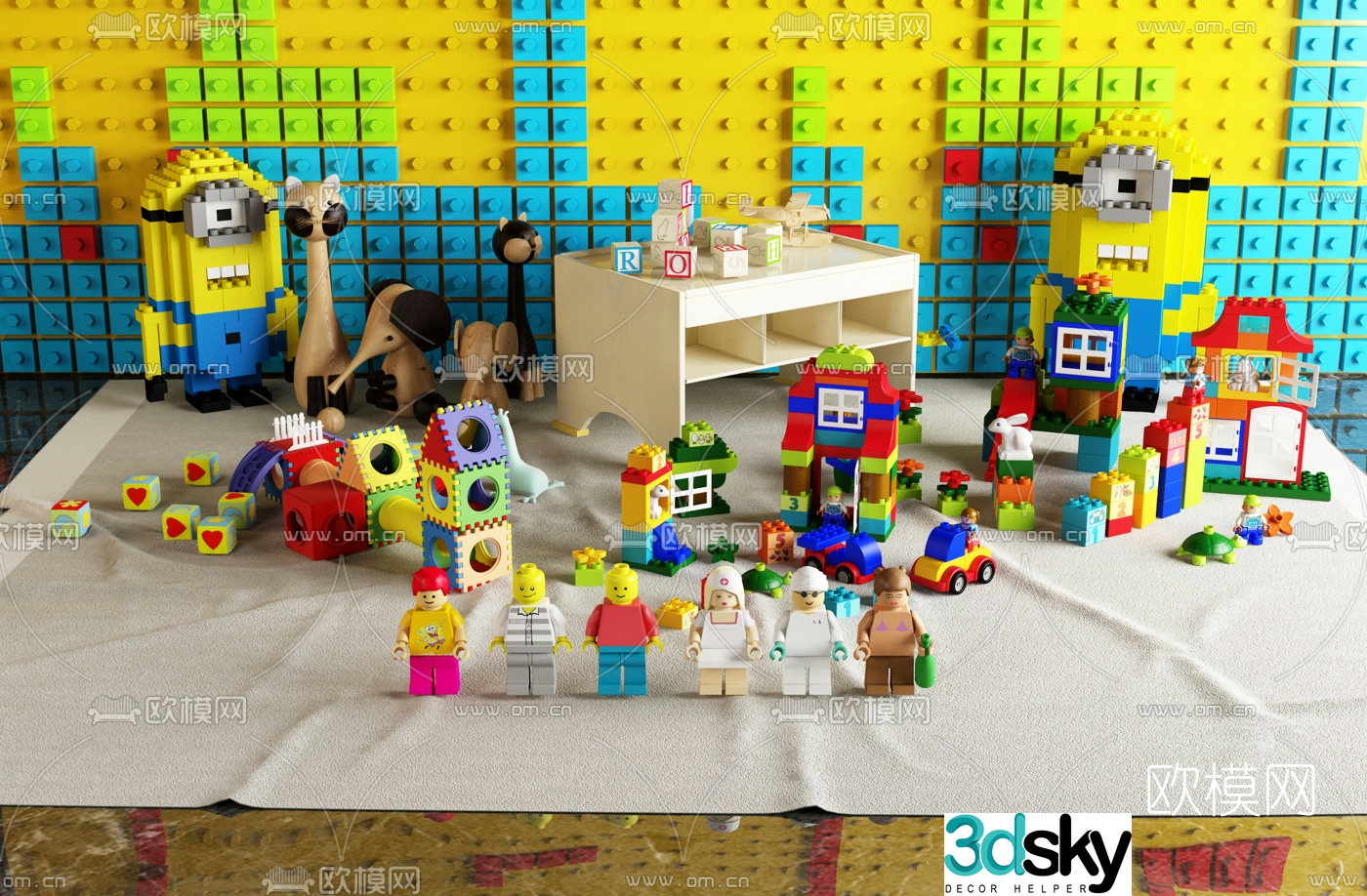 Modern building block toys 3d model