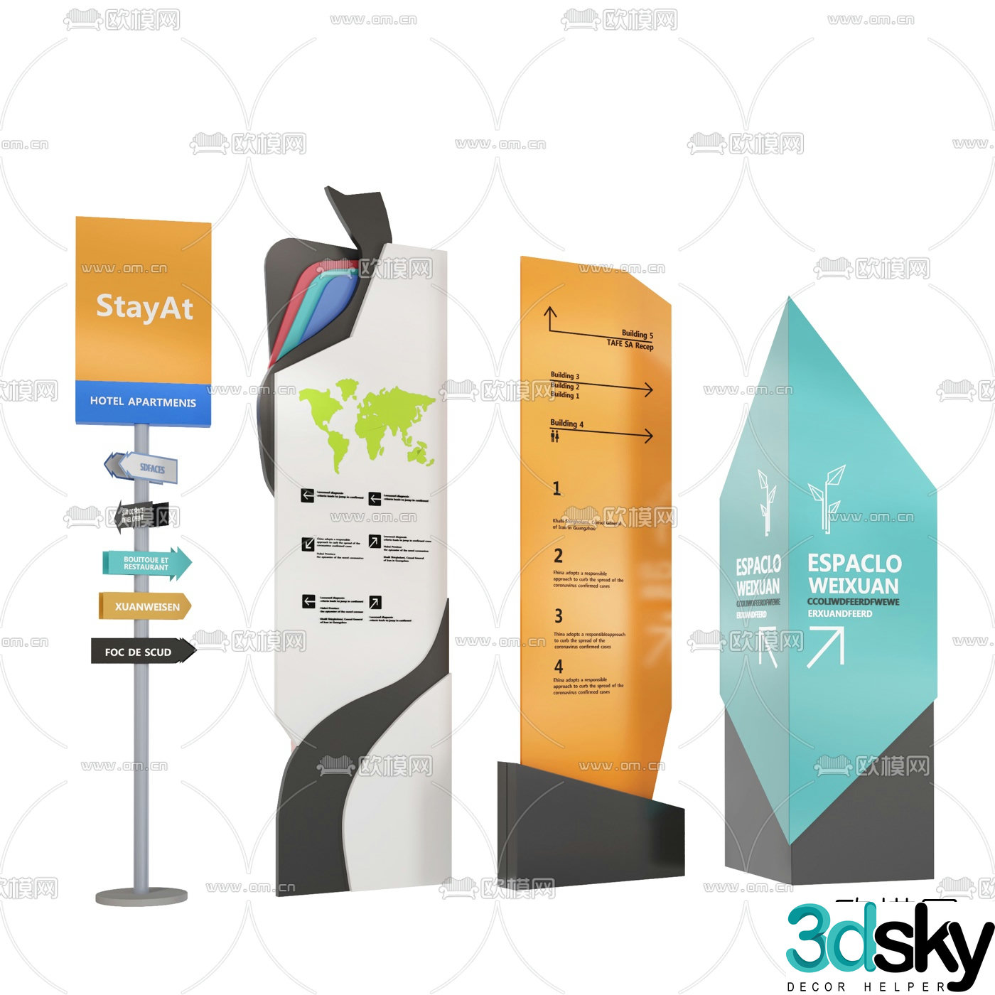 Modern street sign 3d model