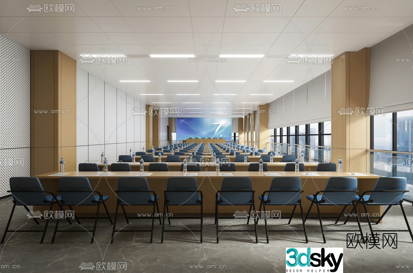 Modern hotel conference room lecture hall 3d model