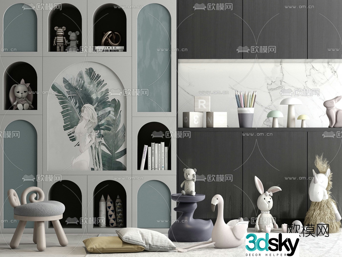 Modern children’s decorative cabinet doll 3d model
