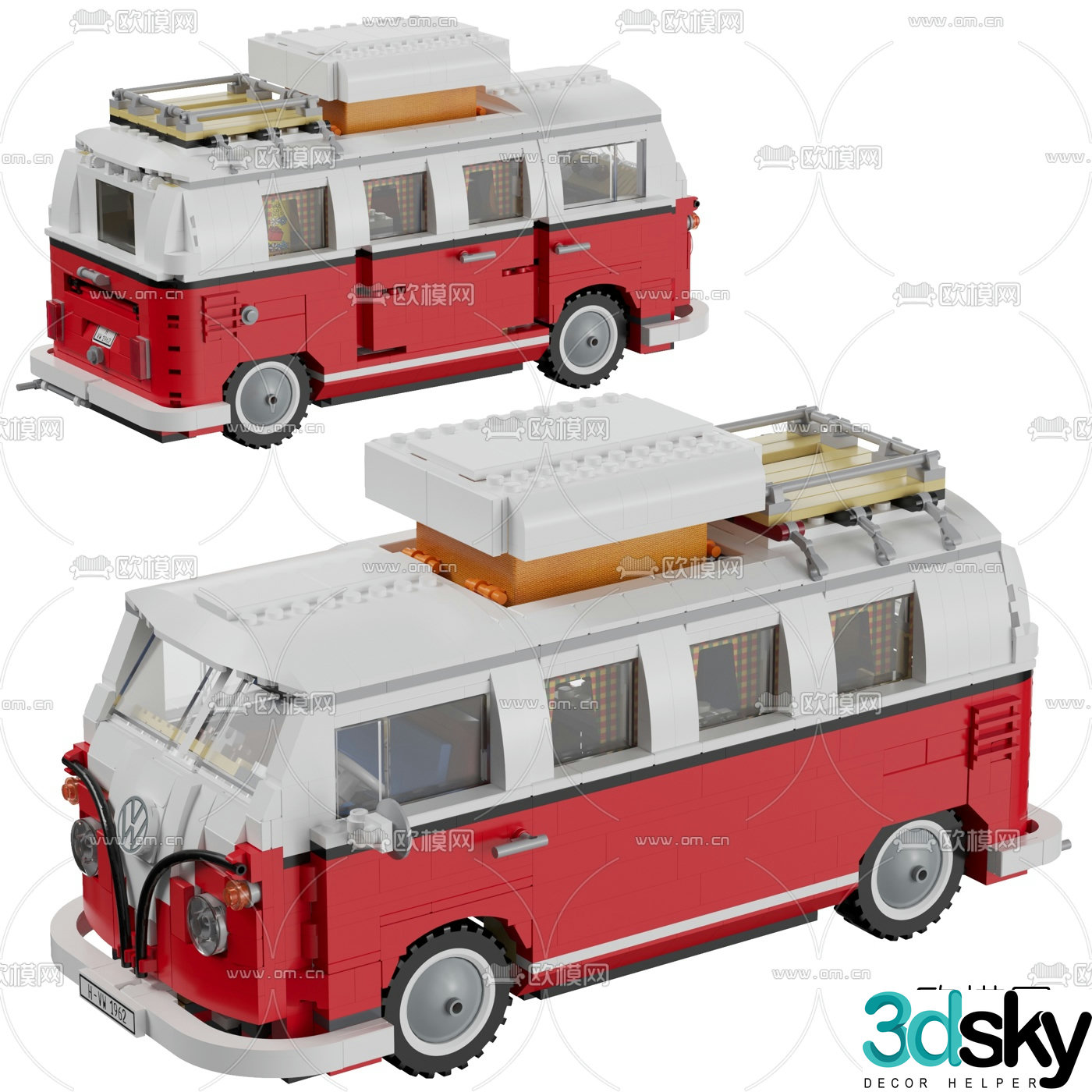 Modern Volkswagen camper toy 3d model
