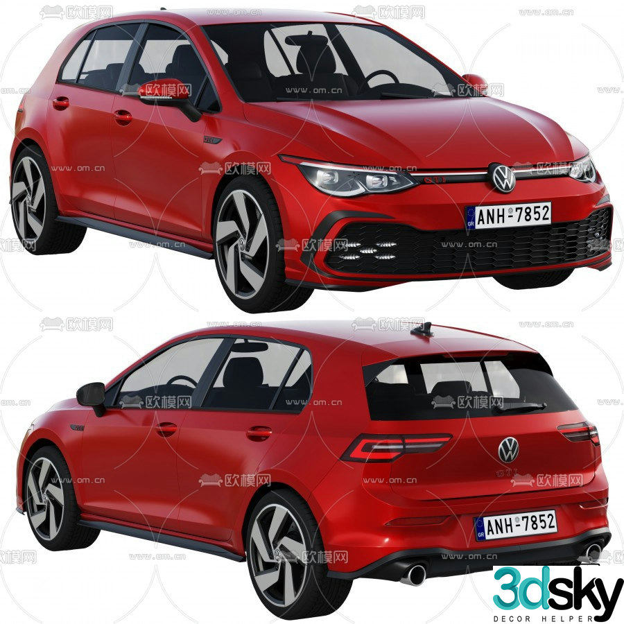 modern volkswagen golf sedan 3d model