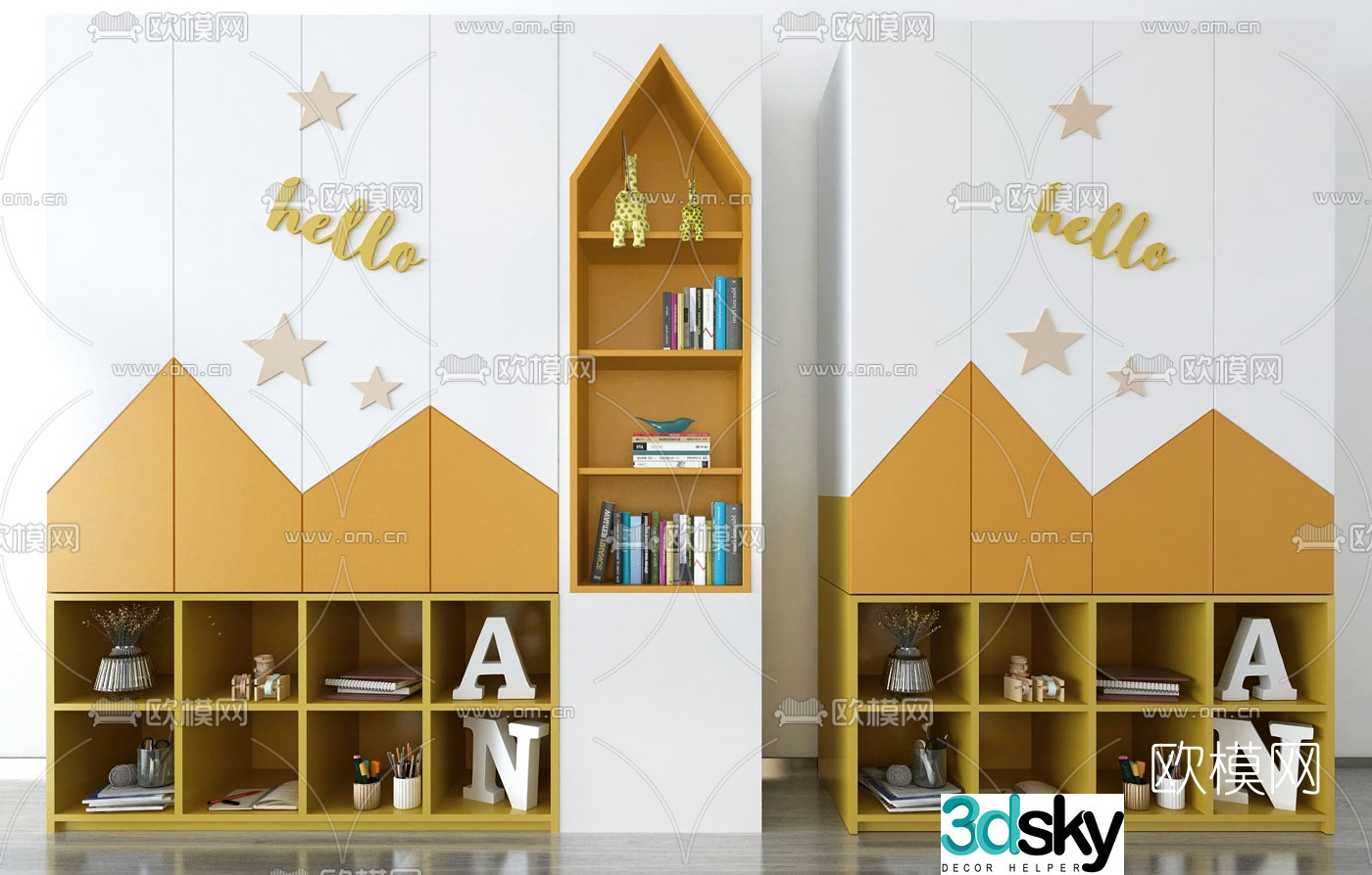 Nordic simple children’s decorative cabinet 3D model