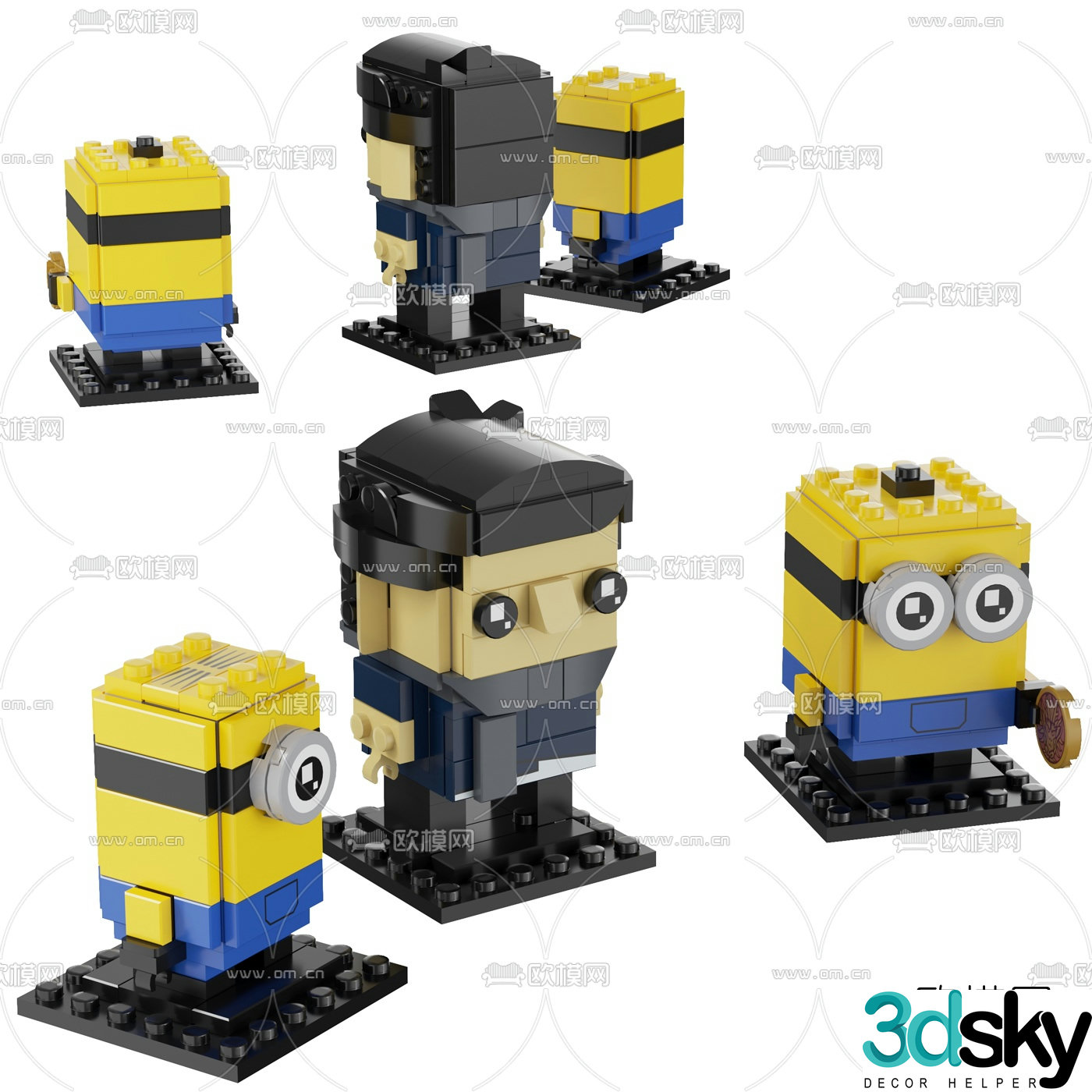 Modern Despicable Me Minions building block toy 3d model