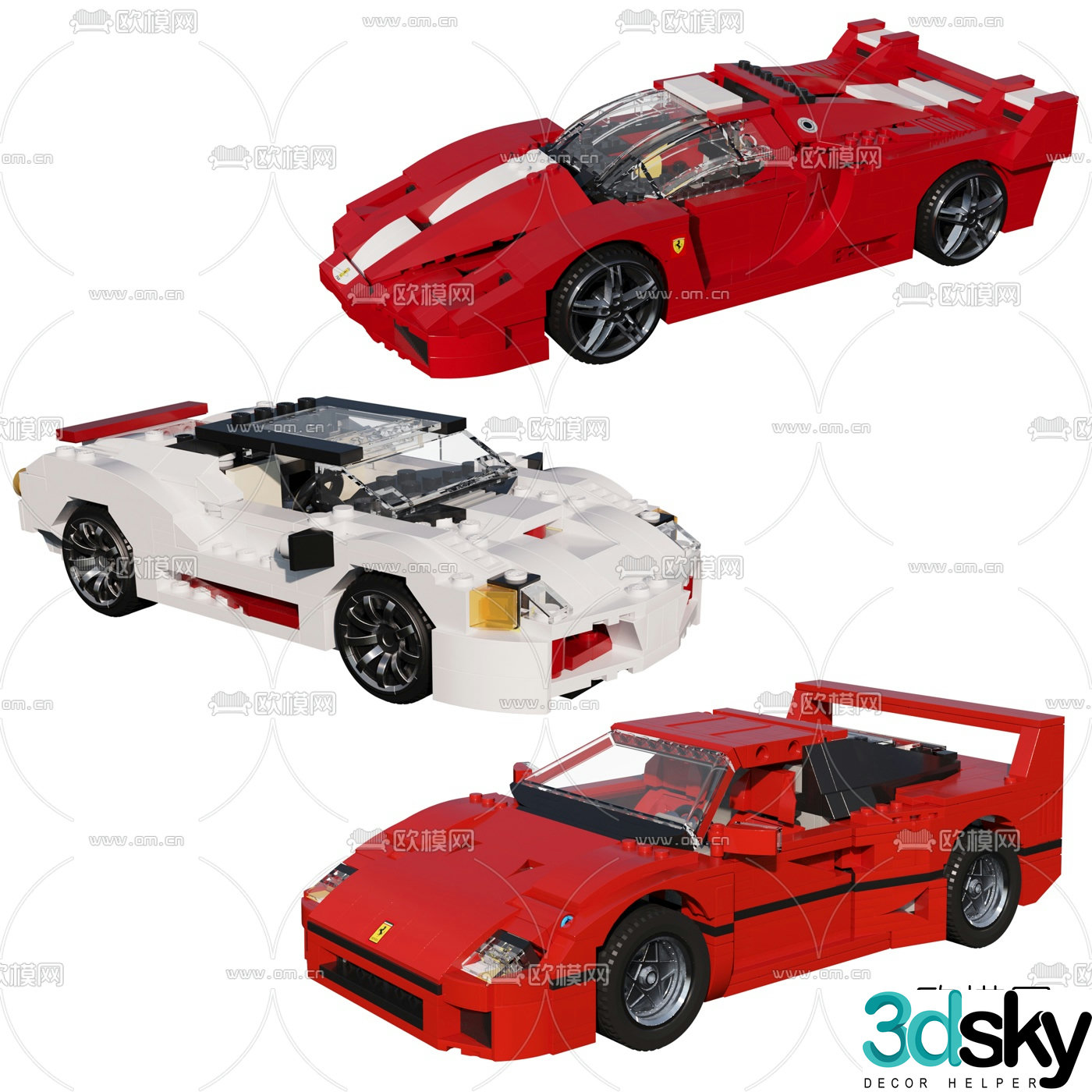 Modern lego racing toy 3d model