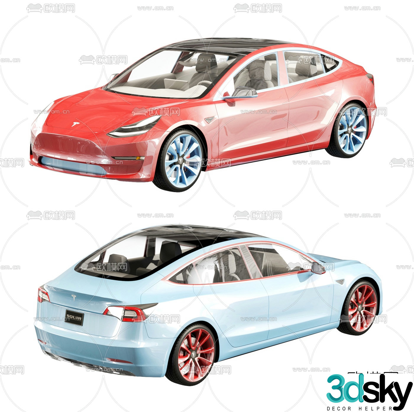 Modern Tesla car 3d model