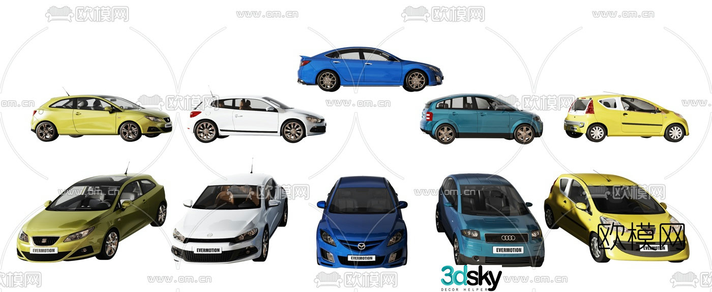 modern sedan car 3d model