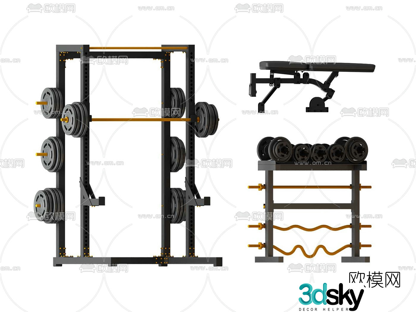 Modern fitness equipment 3d model