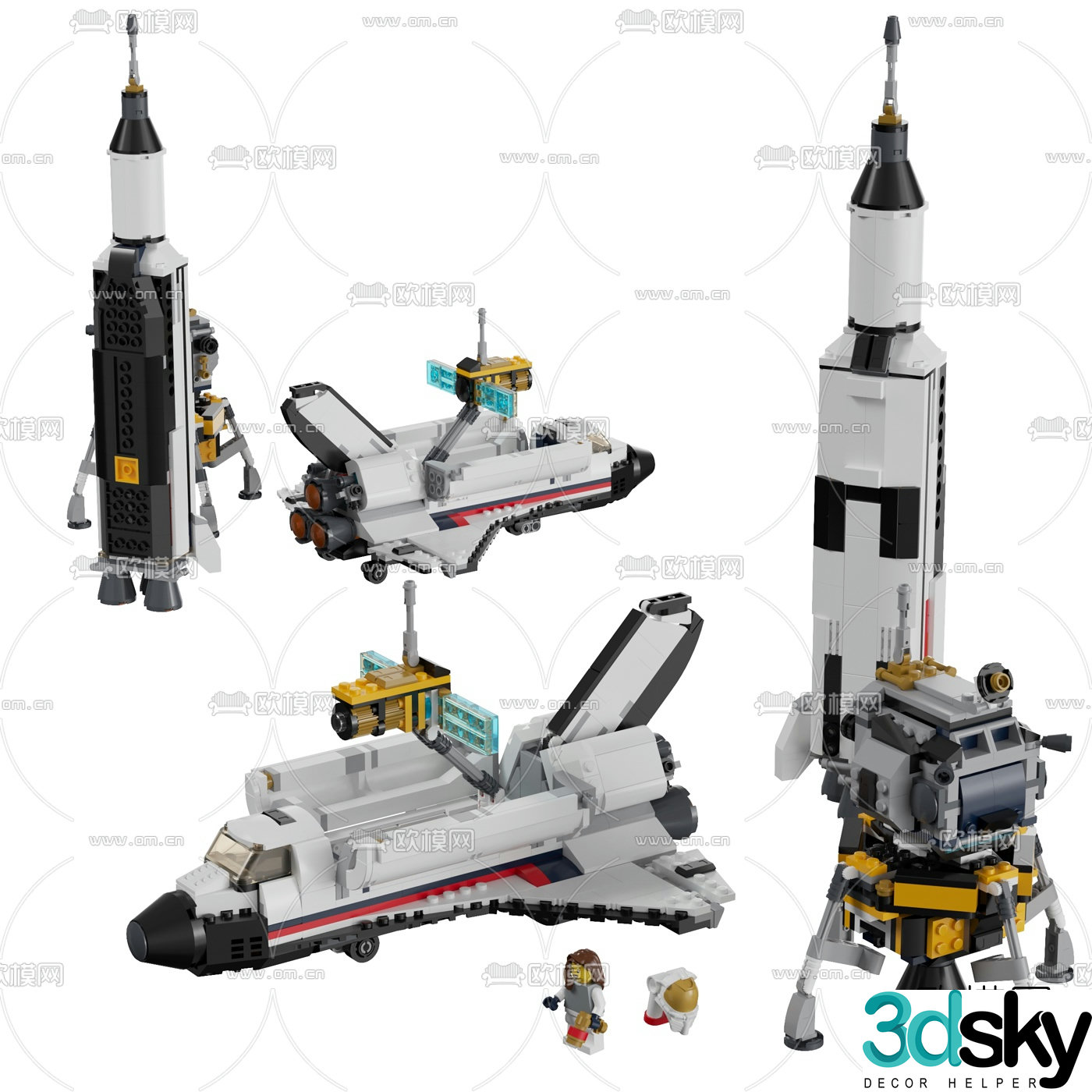 Modern building block space shuttle toy 3d model