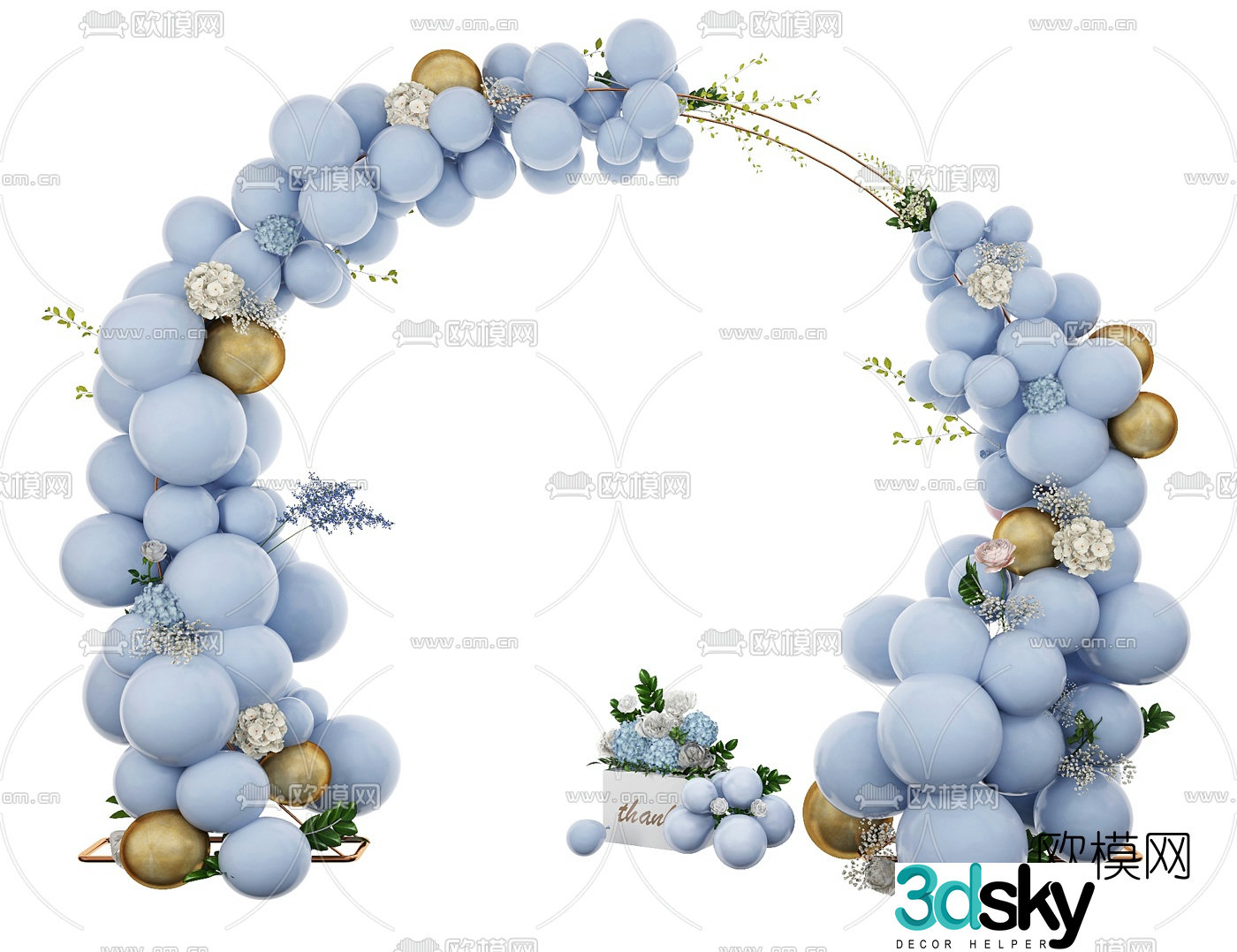 Modern wedding balloon arch 3d model