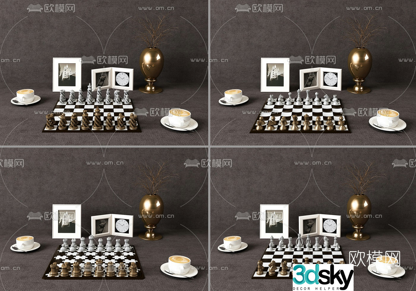 Modern chess 3D model