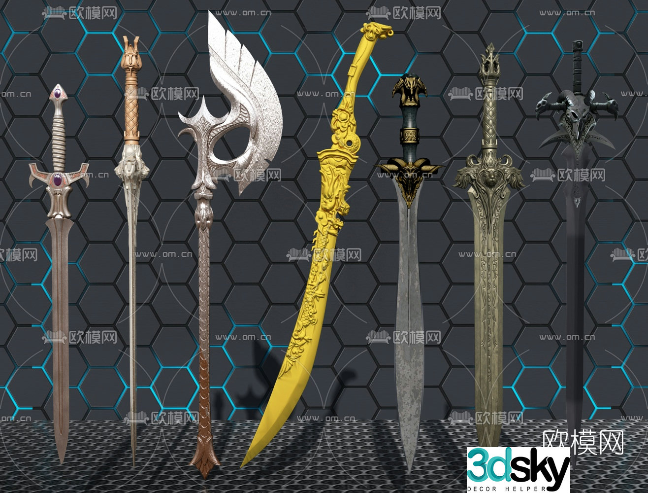 3D model of ancient Chinese swords and weapons