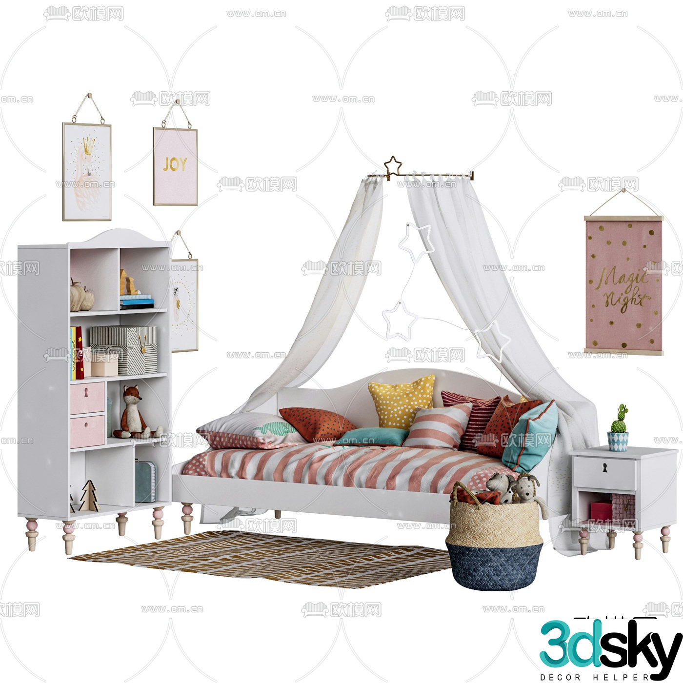 Modern children’s sofa bed decorative cabinet 3d model
