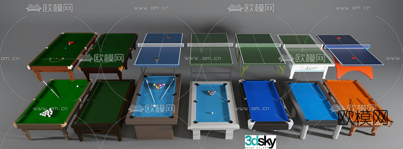 Modern billiard table ping pong table combination 3d model