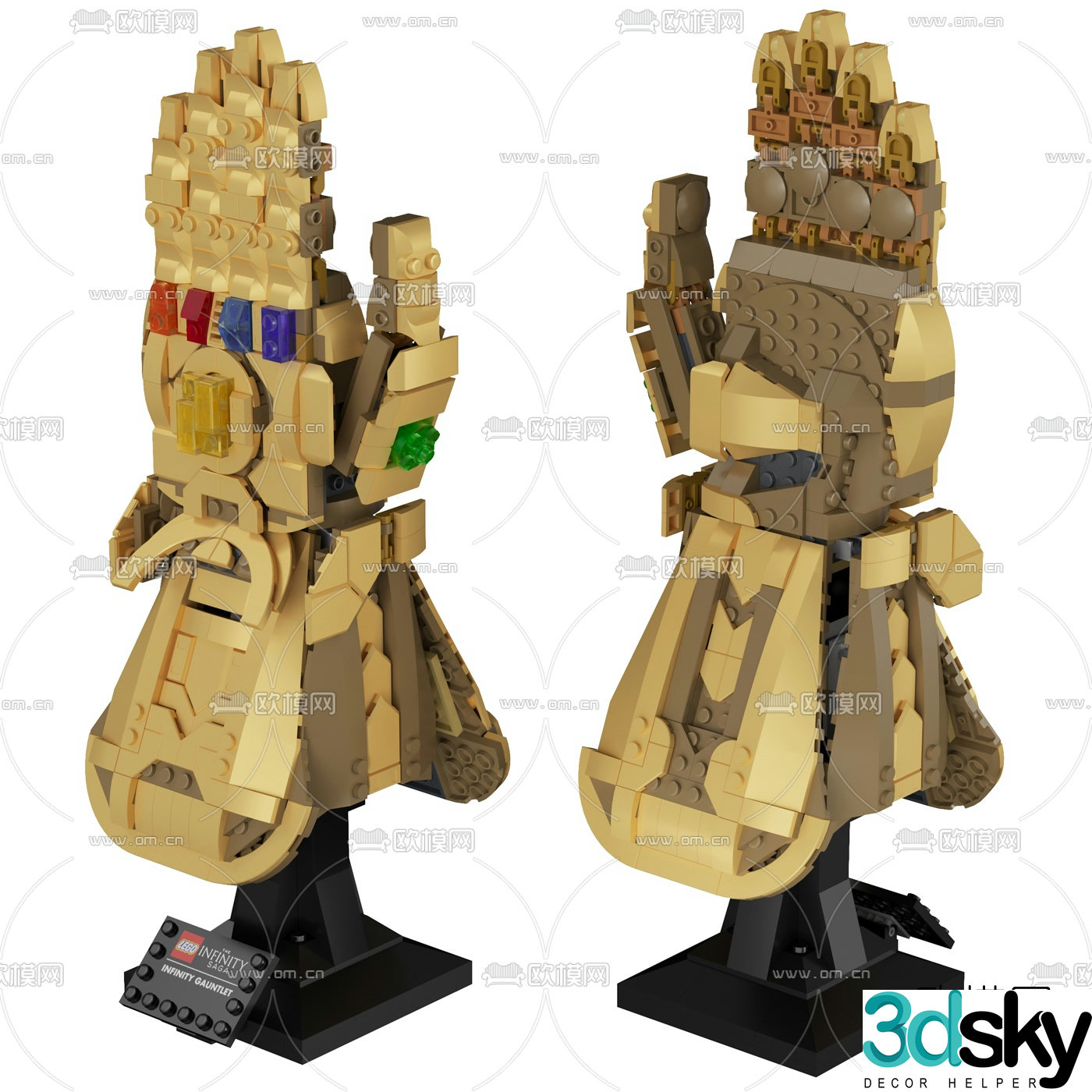 Modern building block infinity glove 3d model