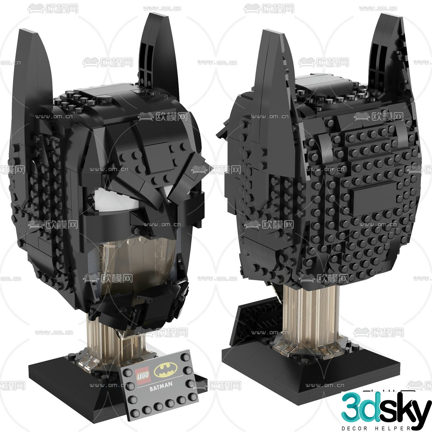 Modern brick batman mask 3d model