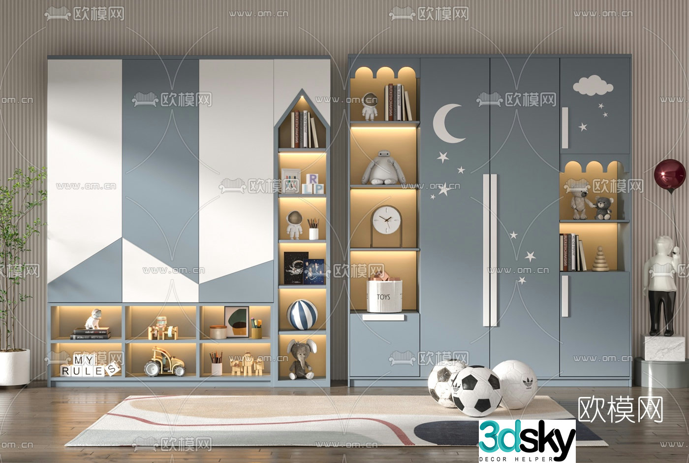 Modern children’s wardrobe 3d model