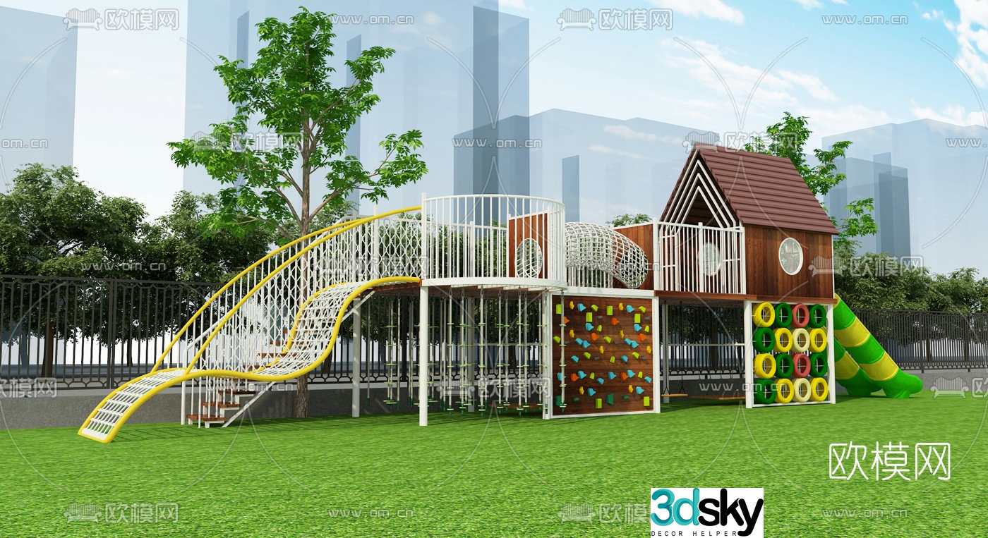 Modern children's climbing slide 3d model