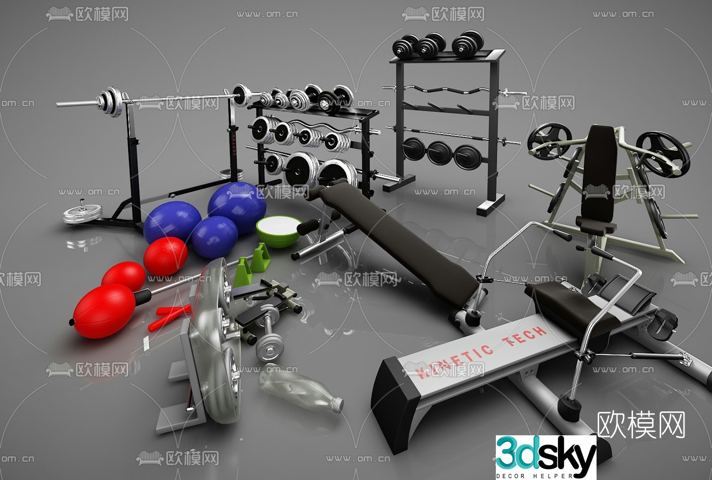 Modern dumbbell fitness equipment 3d model