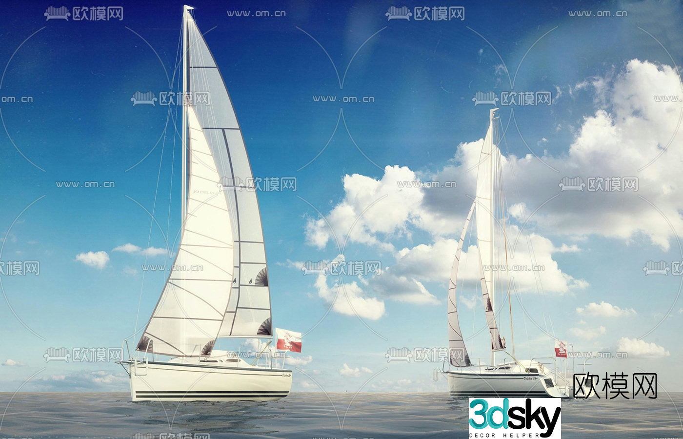 Modern sailing ship 3d model