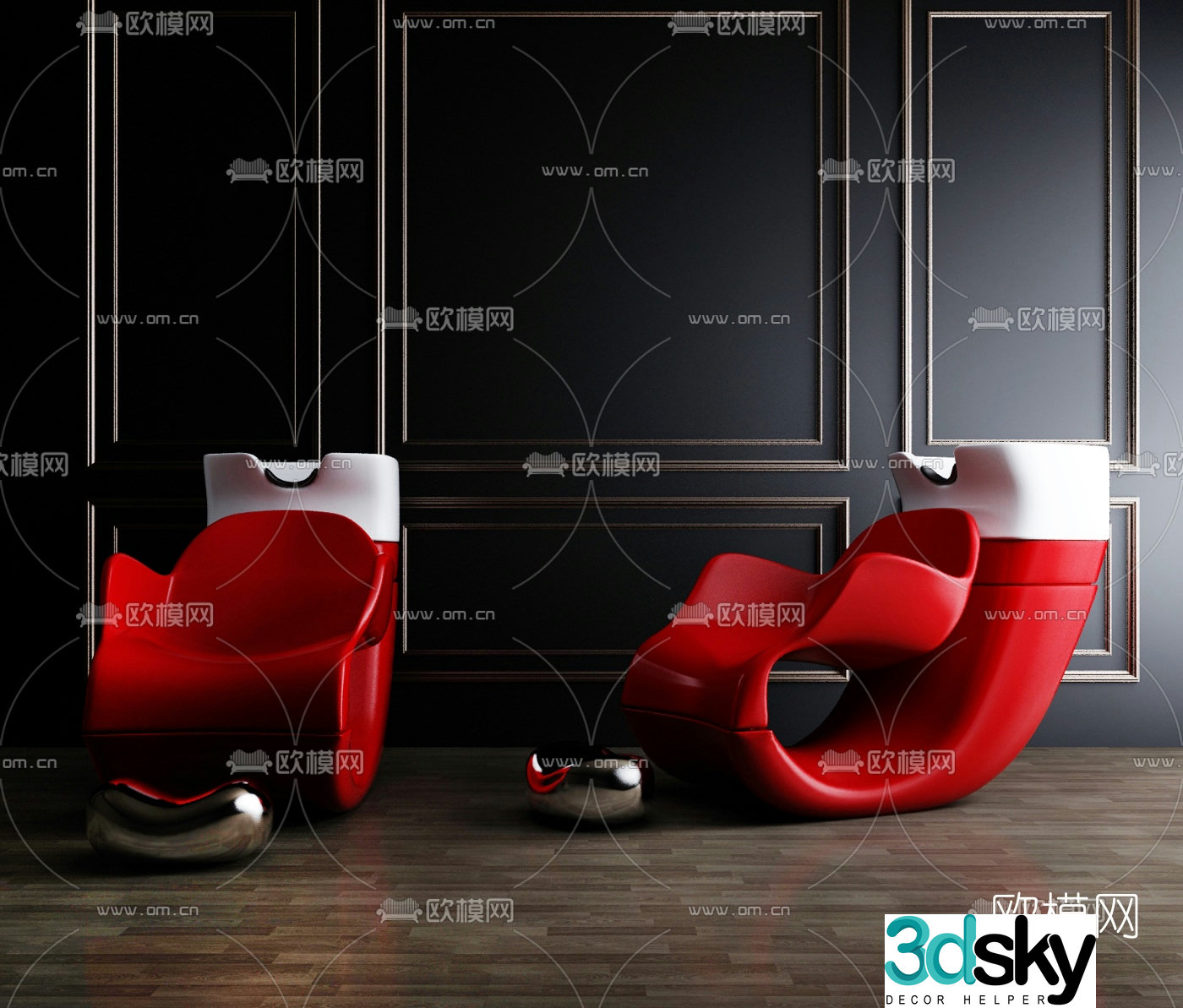 Modern leather shampoo chair 3d model