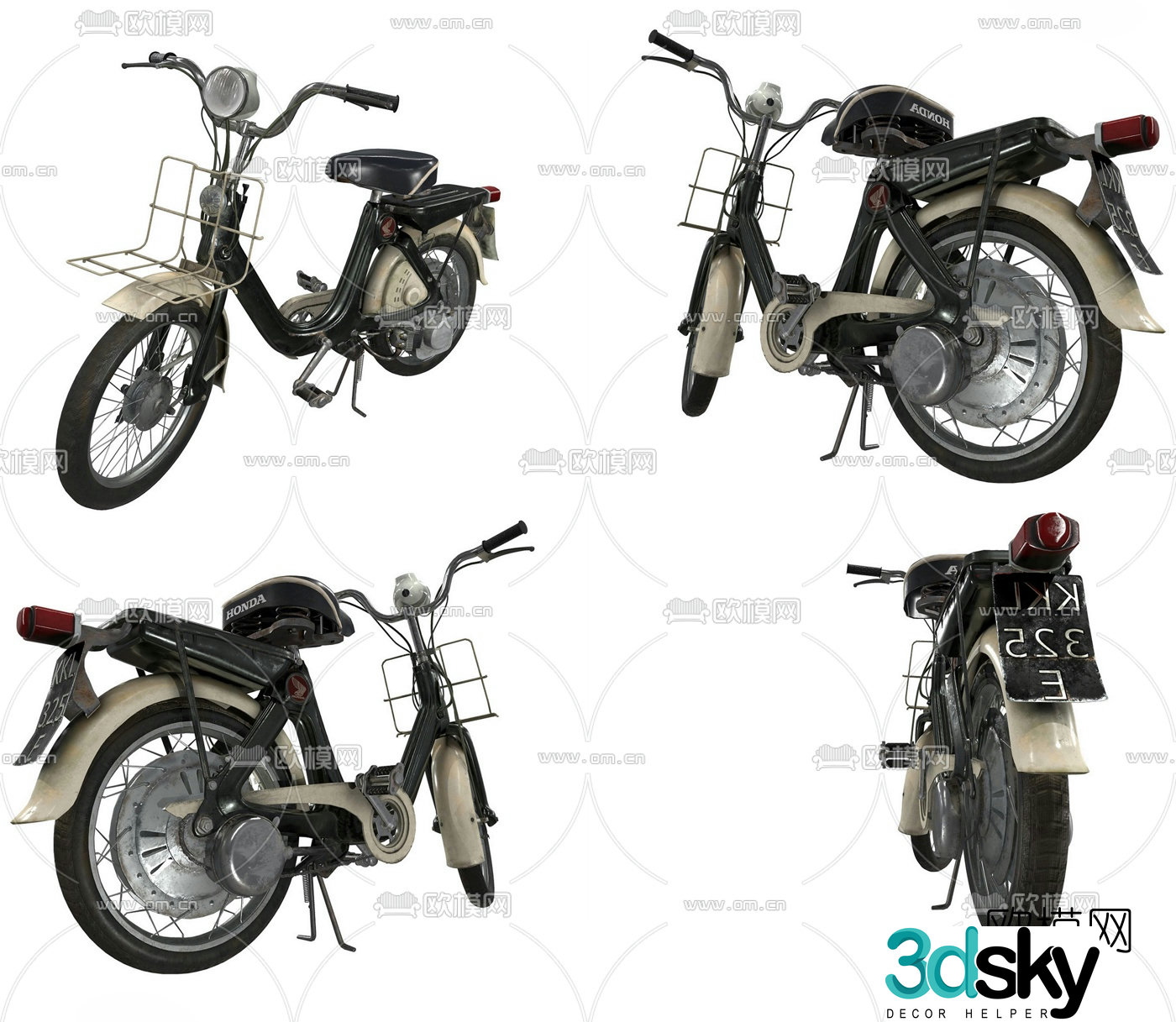 Modern retro motorcycle 3d model