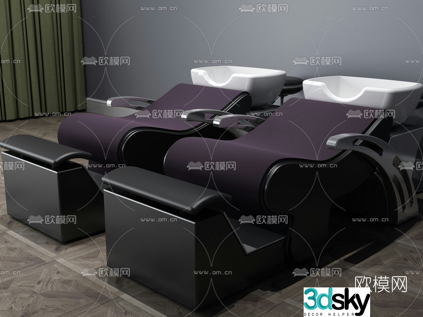 Modern barber shop massage chair 3d model