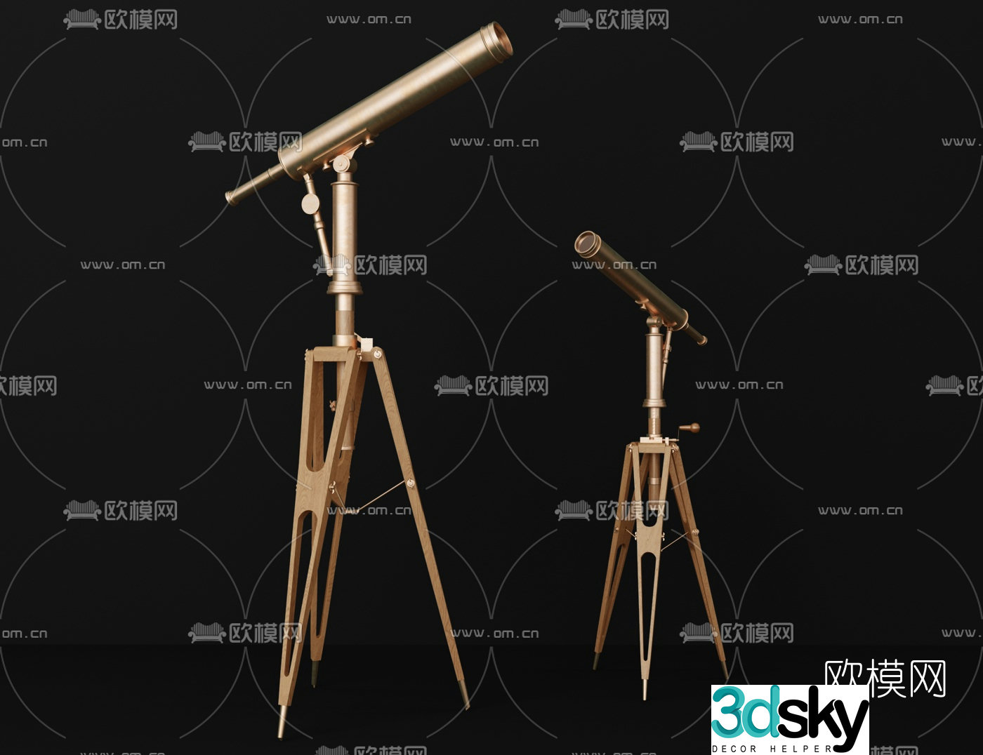 Modern astronomical telescope 3d model