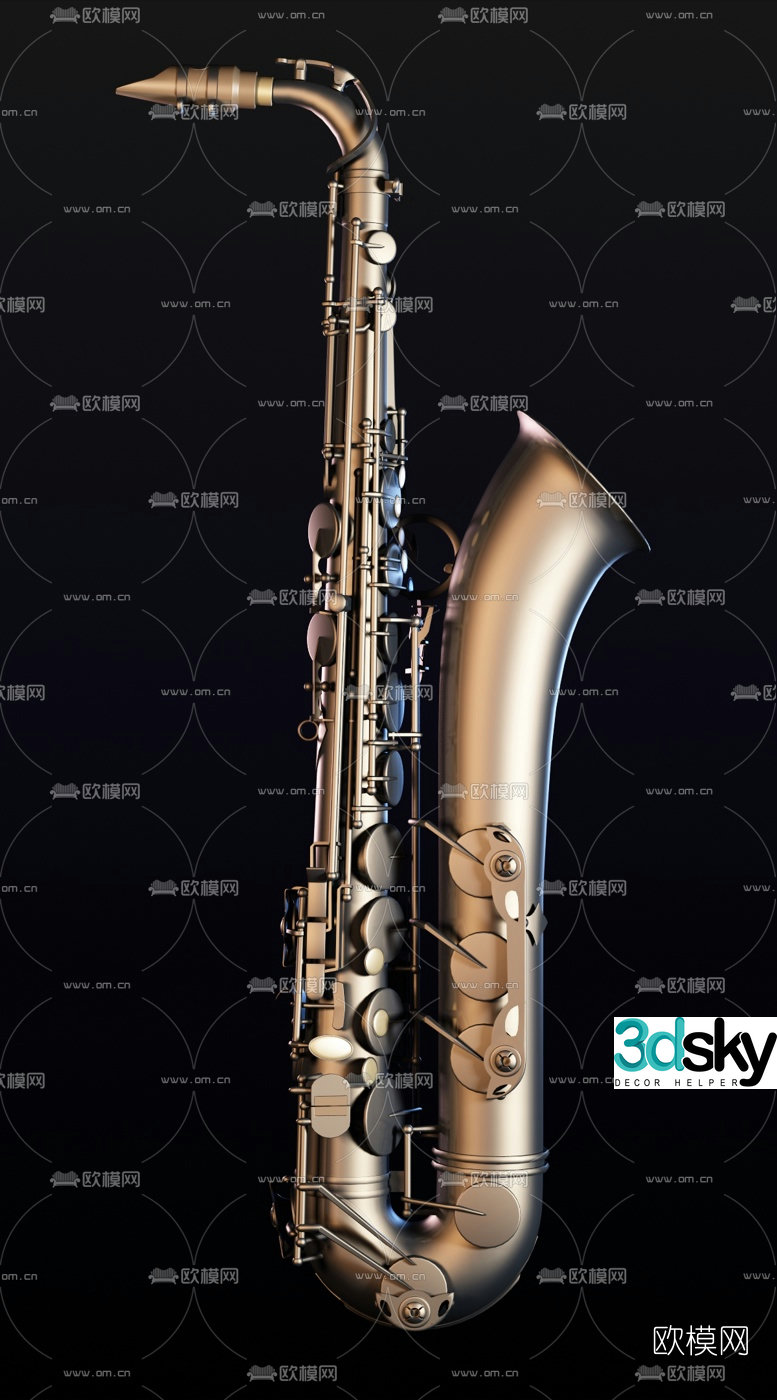 Modern musical instrument saxophone 3d model