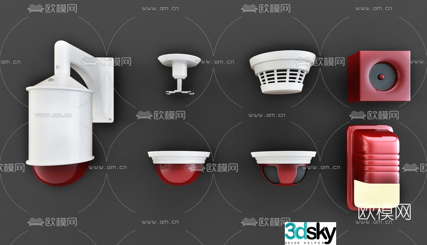 Modern fire alarm sprinkler sensor 3D model