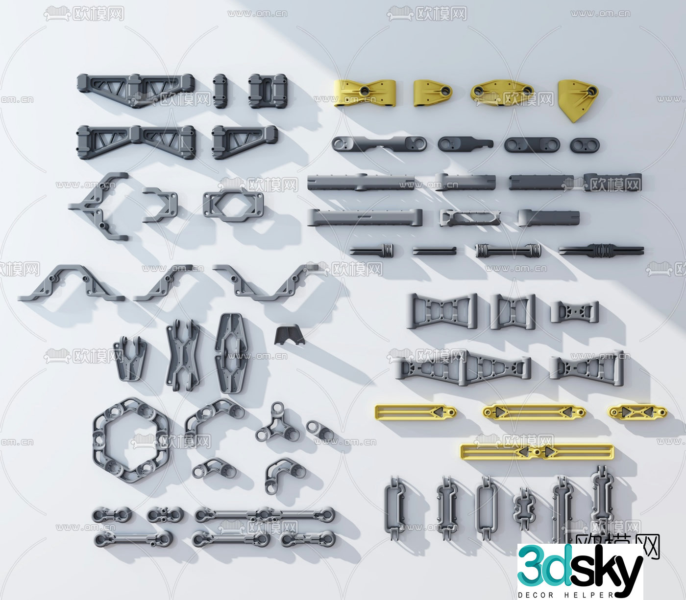 Modern industrial machinery parts 3d model