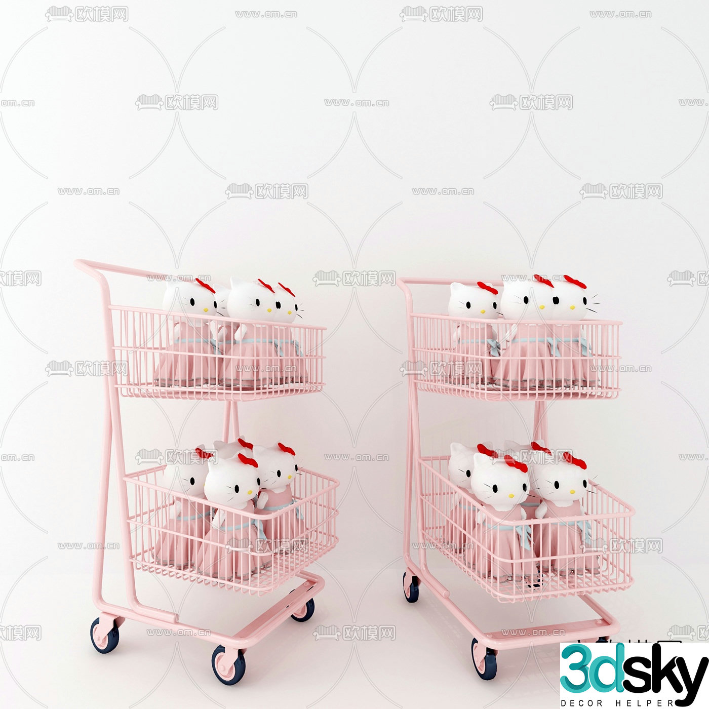 Modern shopping trolley 3d model