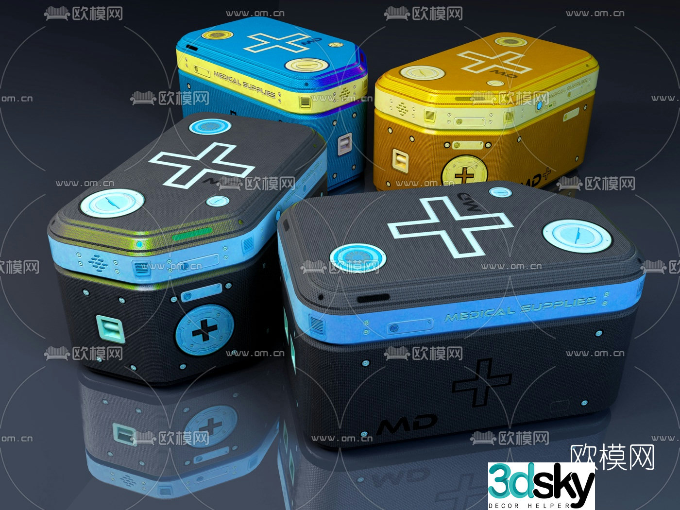 Modern sci-fi medicine kit 3d model