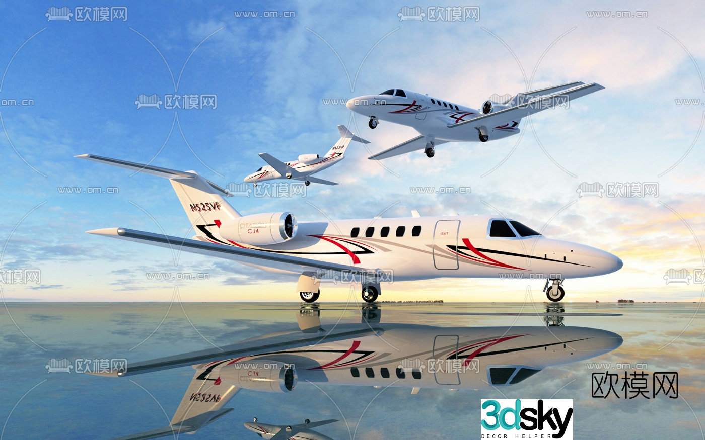 Modern civil aviation aircraft 3d model