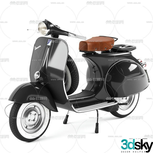 Simple European retro motorcycle 3d model